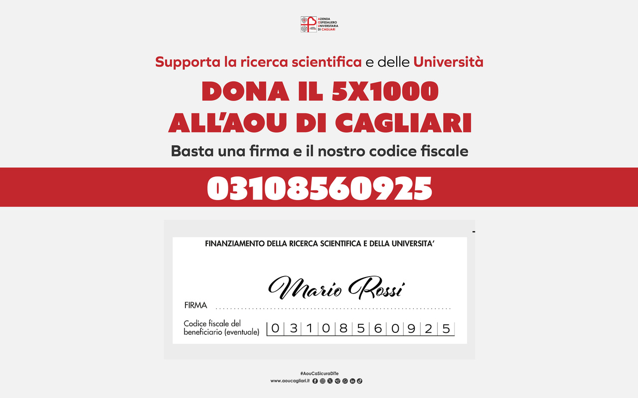 Dona il 5X1000 all’Aou di Cagliari per sostenere la ricerca scientifica