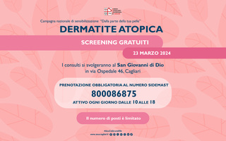 Dermatite atopica, consulti gratuiti al San Giovanni di Dio