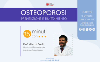 Osteoporosi, prevenzione e trattamento. Se ne parla martedì con i consigli dell’esperto nella puntata di “15 minuti con…”