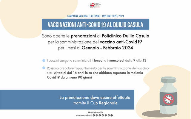 Policlinico Duilio Casula, aperte le prenotazioni per le vaccinazioni anti Covid19