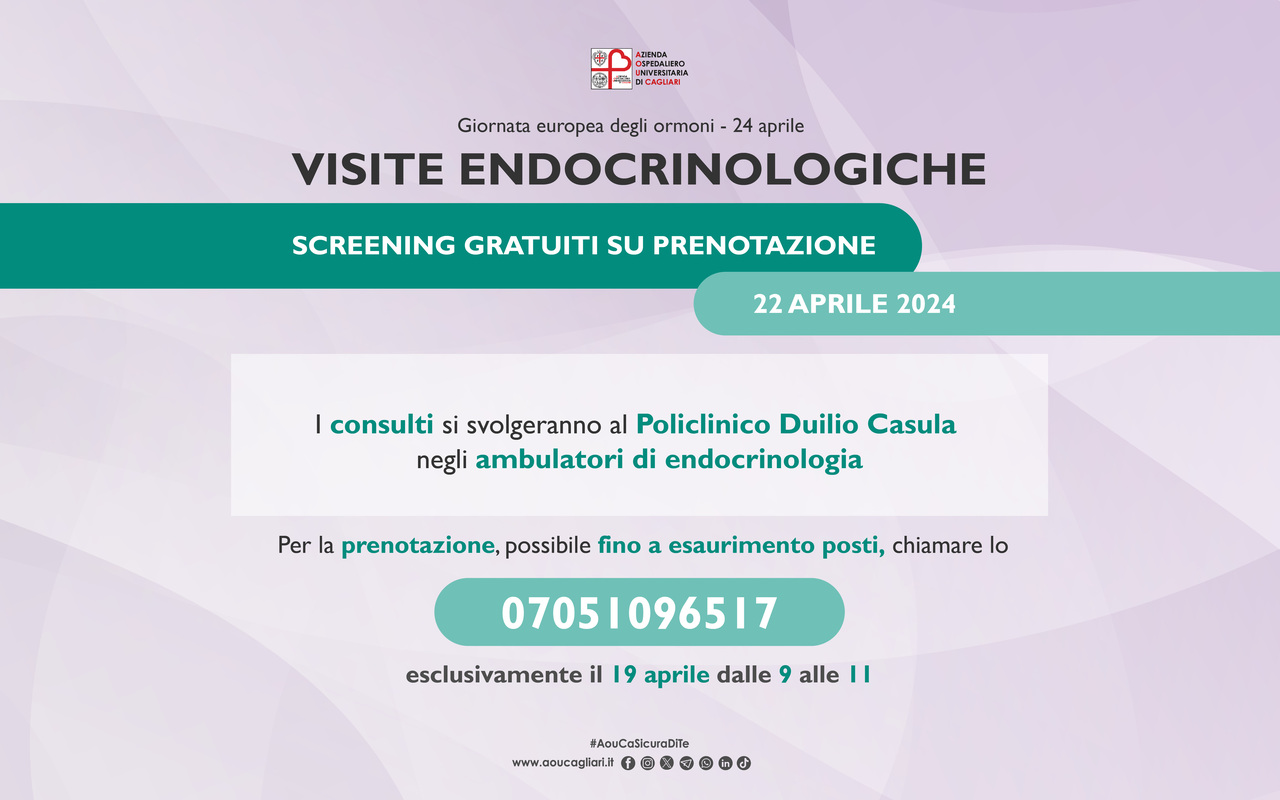 Screening endocrinologici gratuiti su prenotazione al Policlinico Duilio Casula
